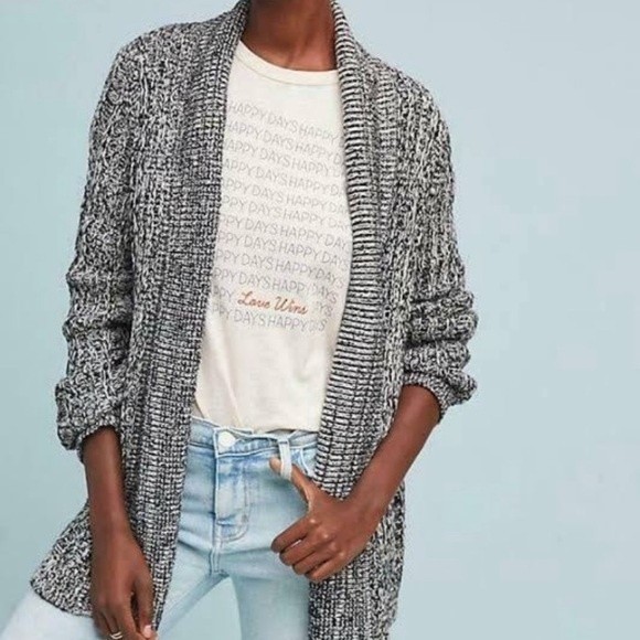 Anthropologie Tehama Cardigan Sweater Cable Knit Open Front Marled Size  Medium tourism.sg.gov.lk
